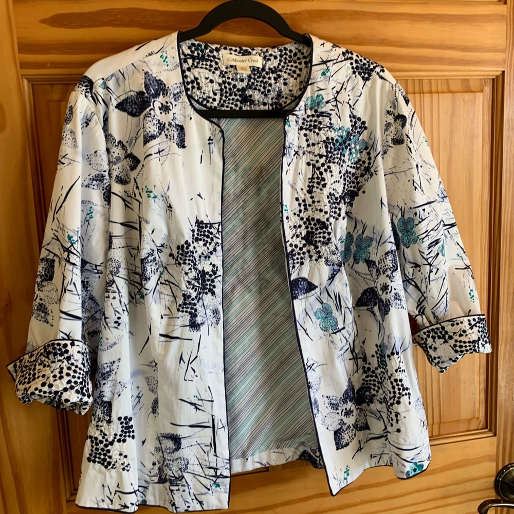 Coldwater Creek Navy and White Patterned Jacket